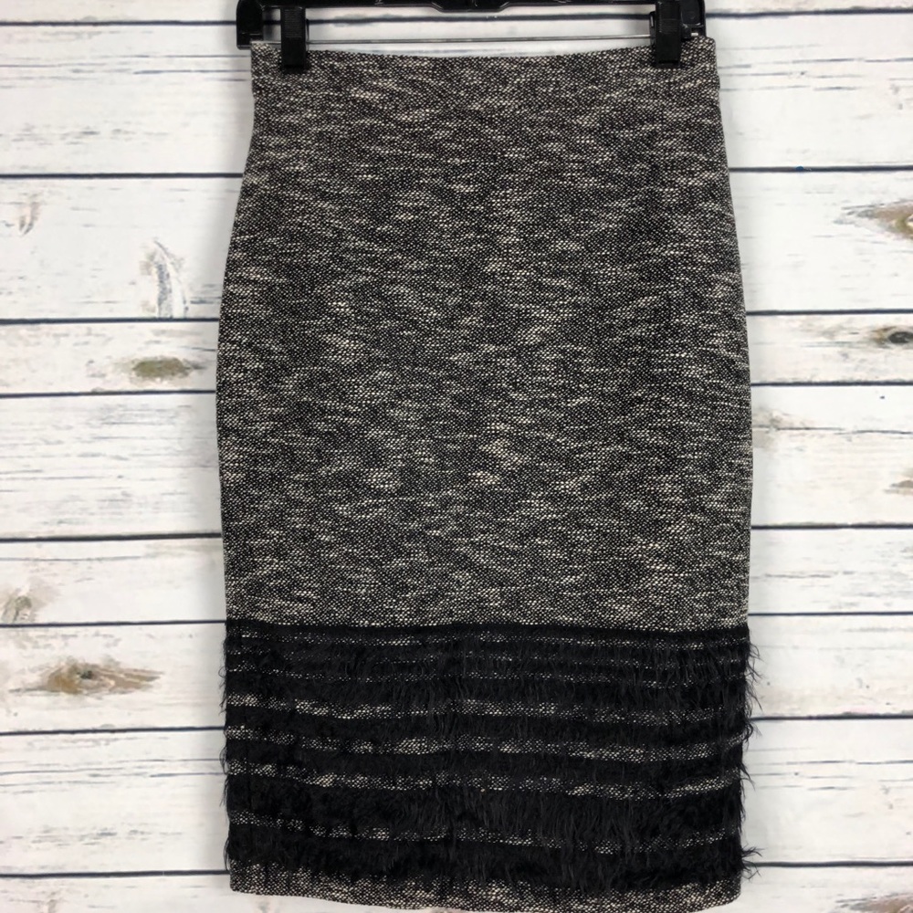 NWT ADRIA MOSS XS Vegan Black white pencil skirt